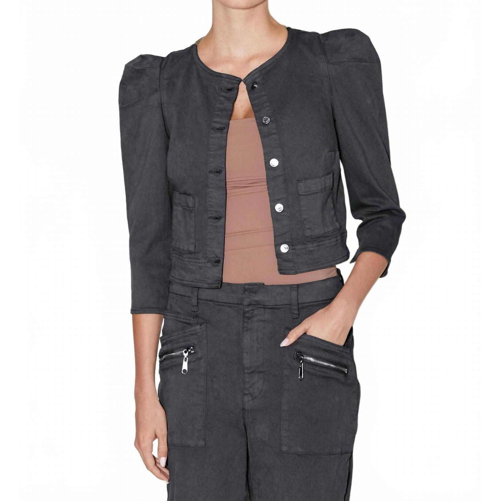 New Le Jean Sienna Jacket In Washed Black